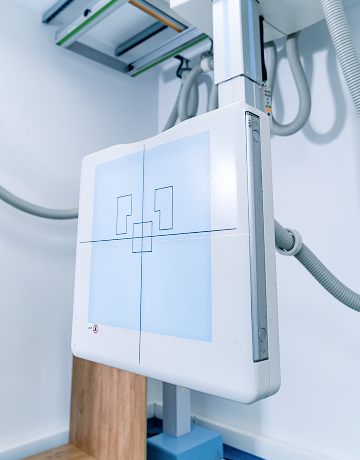 A modern X-ray machine at an imaging center in Houston, Texas